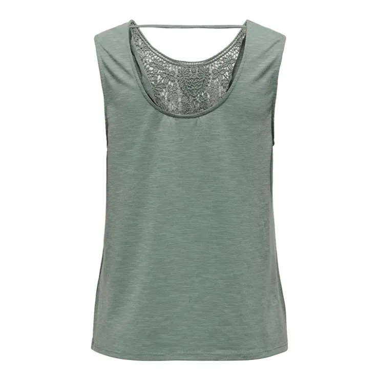 JDY Top sans manches à dentelle Femme VERT Clearance