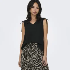 ONLY Top sans manches avec détail sur les épaules Femme NOIR Online