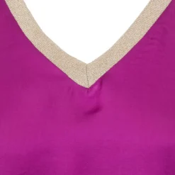 DIXIE Top sans manches effet satiné col V fil doré Femme ROSE Clearance