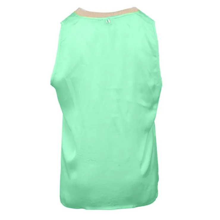 DIXIE Top sans manches effet satiné col V fil doré Femme VERT Outlet