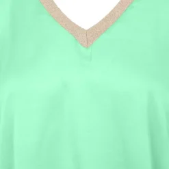 DIXIE Top sans manches effet satiné col V fil doré Femme VERT Outlet