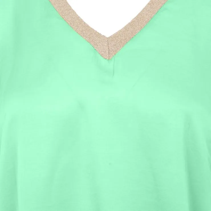 DIXIE Top sans manches effet satiné col V fil doré Femme VERT Outlet
