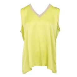 DIXIE Top sans manches effet satiné col V fil doré Femme VERT CLAIR Best