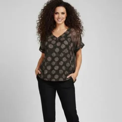 IMPERIAL Top transparent imrpimé formes rondes Femme NOIR Sale