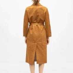 LA PETITE ETOILE Trench long camel effet daim faragot à nouer Femme MARRON Hot