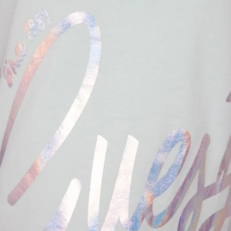 GUESS Tshirt col rond imprimé argenté avec logo manuscript Enfant VERT CLAIR Sale