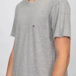 TOMMY HILFIGER T-shirt logo brodé coton col ras de cou Homme GRIS CLAIR Discount