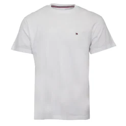 TOMMY HILFIGER T-shirt logo brodé coton col ras de cou Homme BLANC Outlet