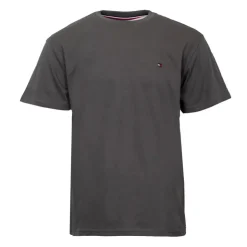 TOMMY HILFIGER T-shirt logo brodé coton col ras de cou Homme GRIS FONCE