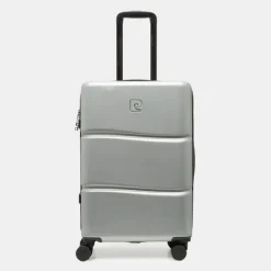 PIERRE CARDIN Valise moyenne rigide 4 roues compartiments ARGENT Clearance