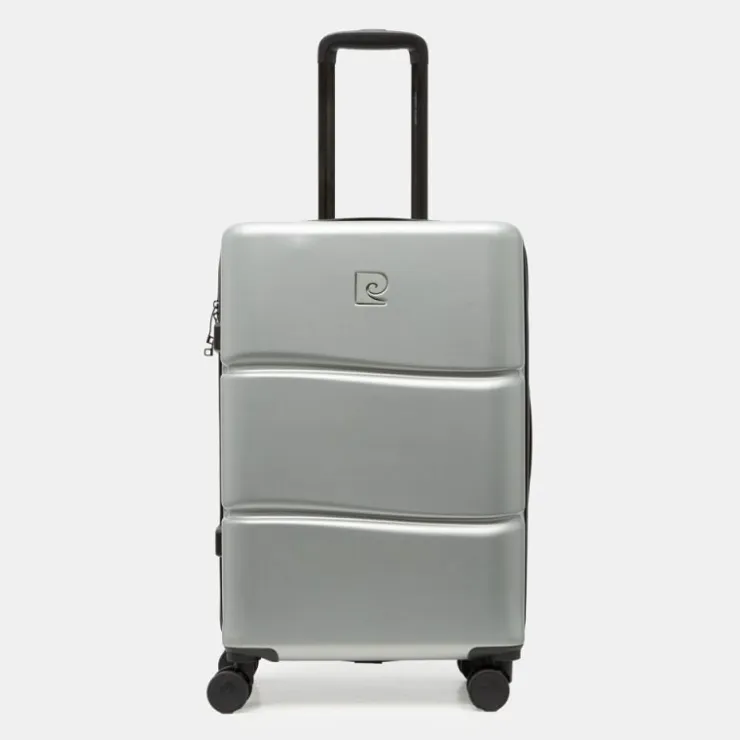 PIERRE CARDIN Valise moyenne rigide 4 roues compartiments ARGENT Clearance