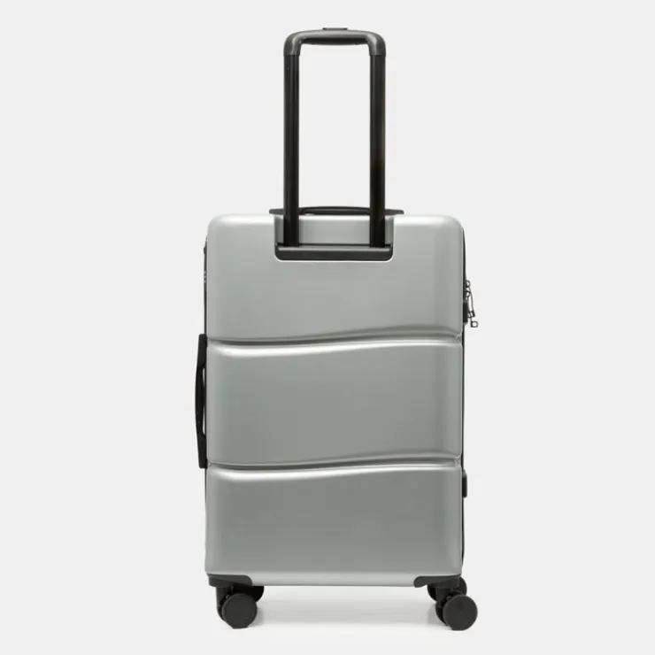 PIERRE CARDIN Valise moyenne rigide 4 roues compartiments ARGENT Clearance