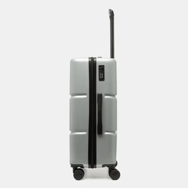 PIERRE CARDIN Valise moyenne rigide 4 roues compartiments ARGENT Clearance