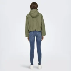 ONLY Veste capuche légère courte Bealo coupe vent Femme KAKI Clearance