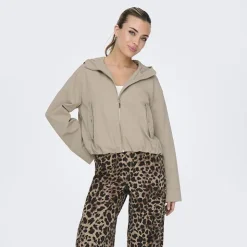 ONLY Veste capuche légère courte Bealo coupe vent Femme BEIGE