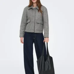 ONLY Veste courte sanne bouclée avec poches Femme GRIS Clearance