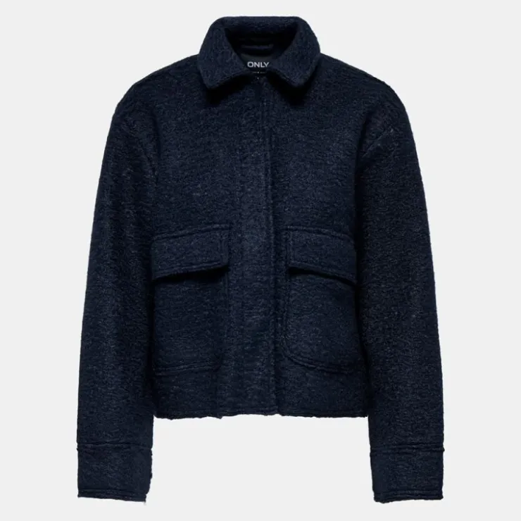 ONLY Veste courte texture bouclée avec poches Femme BLEU FONCE Hot