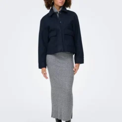 ONLY Veste courte texture bouclée avec poches Femme BLEU FONCE Hot