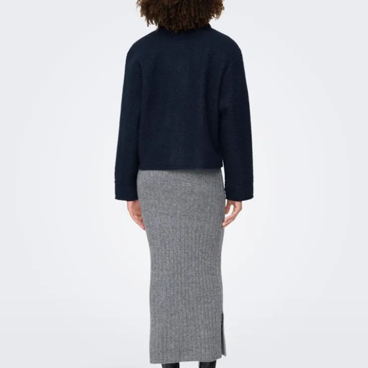 ONLY Veste courte texture bouclée avec poches Femme BLEU FONCE Hot