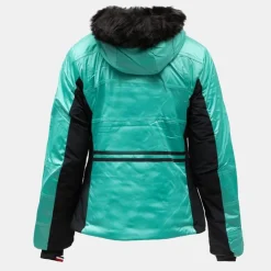ROSSIGNOL Veste de ski capuche avec fausse fourrure zip coloré Femme VERT Sale
