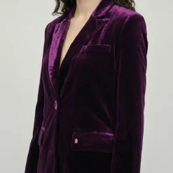 LES TROPEZIENNES PAR M.BELARBI Veste de tailleur velours annot col à revers Femme VIOLET