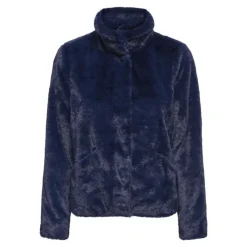 ONLY Veste fausse fourrure Vida col montant Femme BLEU FONCE New