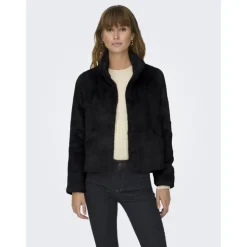 ONLY Veste fausse fourrure Vida col montant Femme NOIR