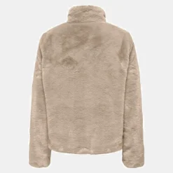 ONLY Veste fausse fourrure Vida col montant Femme BEIGE New