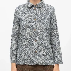 LA PETITE ETOILE Veste imprimé graphique jacquard fauline avec boutons Femme BLEU FONCE Hot