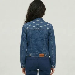 LES TROPEZIENNES PAR M.BELARBI Veste jean denim avec broderie Femme BLEU Sale