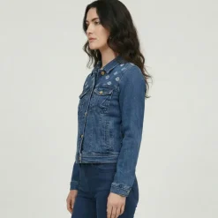 LES TROPEZIENNES PAR M.BELARBI Veste jean denim avec broderie Femme BLEU Sale