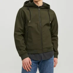 JACK & JONES Veste mi saison mate zippée à capuche Homme VERT FONCE