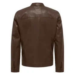 ONLY AND SONS Veste motard Mike similicuir avec zip Homme MARRON Sale
