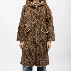 GOLD AND SILVER Veste sherpa longue a capuche brown h24chels Femme MARRON Hot