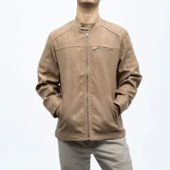 DEELUXE 74 Veste style racer agency effet suédine avec col à clip Homme MARRON